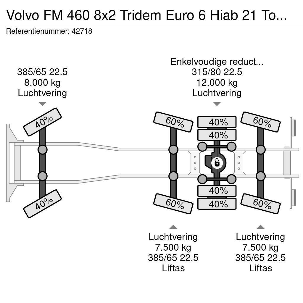 Volvo FM 460 8x2 Tridem Euro 6 Hiab 21 Tonmeter laadkraa Krokbil