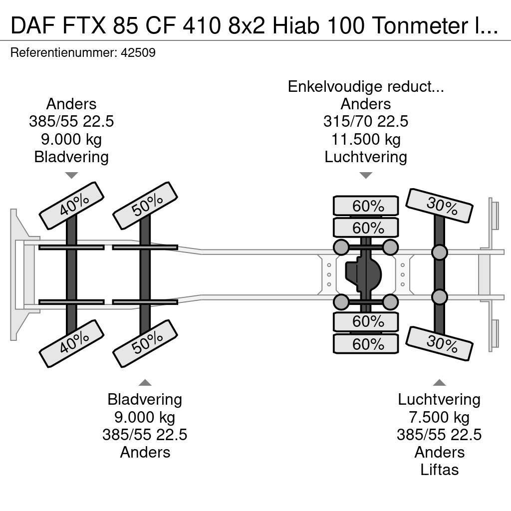 DAF FTX 85 CF 410 8x2 Hiab 100 Tonmeter laadkraan + Fl Allterreng kraner