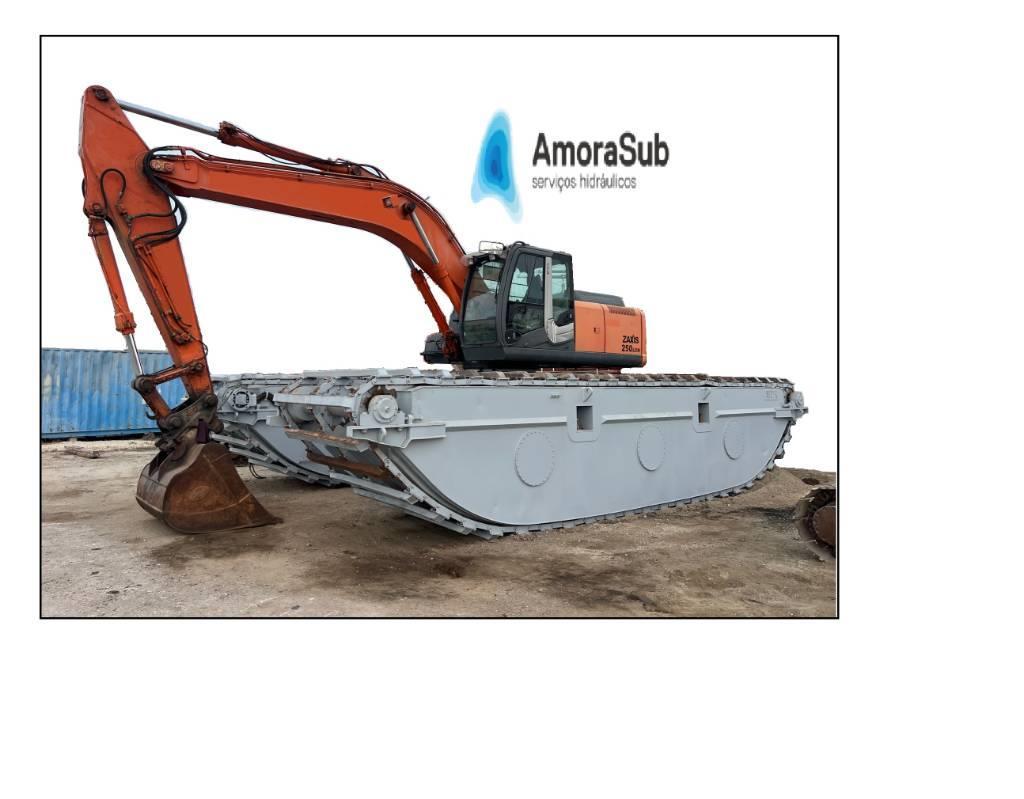  Amphibious Excavateur Hitachi 250 Long Reach 250 Amfibiske Gravemaskiner