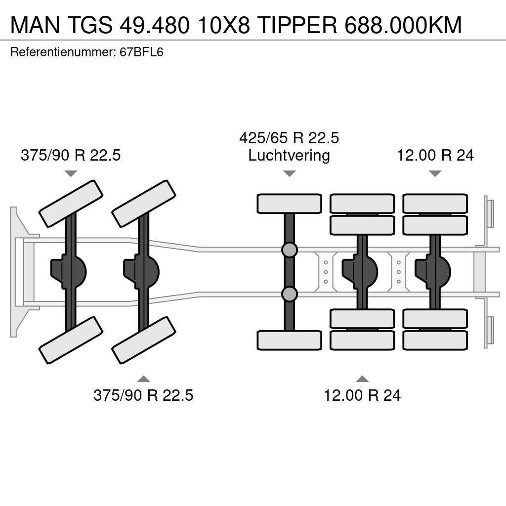 MAN TGS 49.480 10X8 TIPPER 688.000KM Tippbil