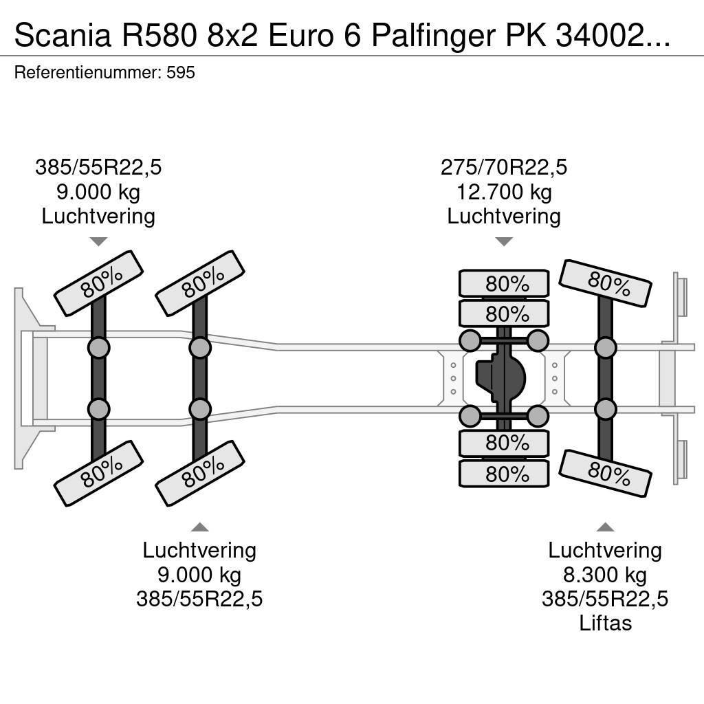 Scania R580 8x2 Euro 6 Palfinger PK 34002-SHF 7 x Hydr. W Allterreng kraner