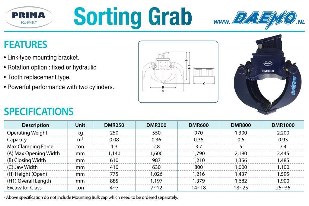 Daemo Sorting grapple DMR600, CW40 Gripere