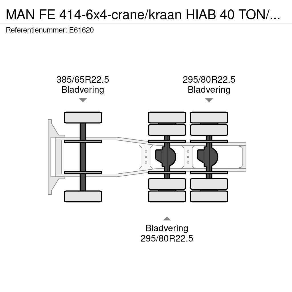 MAN FE 414-6x4-crane/kraan HIAB 40 TON/M -5xHYDR. Trekkvogner