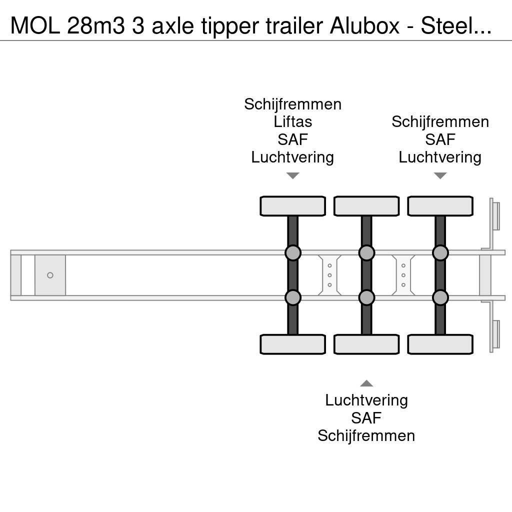 MOL 28m3 3 axle tipper trailer Alubox - Steelchassis ( Tippsemi