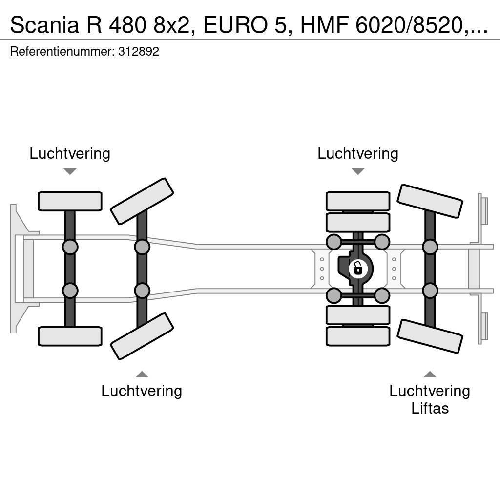 Scania R 480 8x2, EURO 5, HMF 6020/8520, Remote, Standair Planbiler