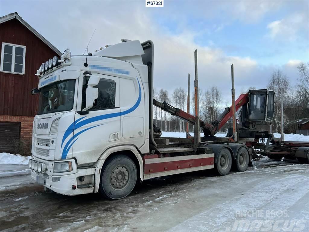 Scania R650 Timber truck with wagon and crane Tømmerbiler
