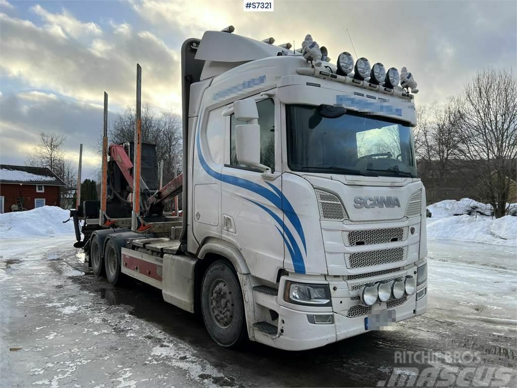 Scania R650 Timber truck with wagon and crane Tømmerbiler