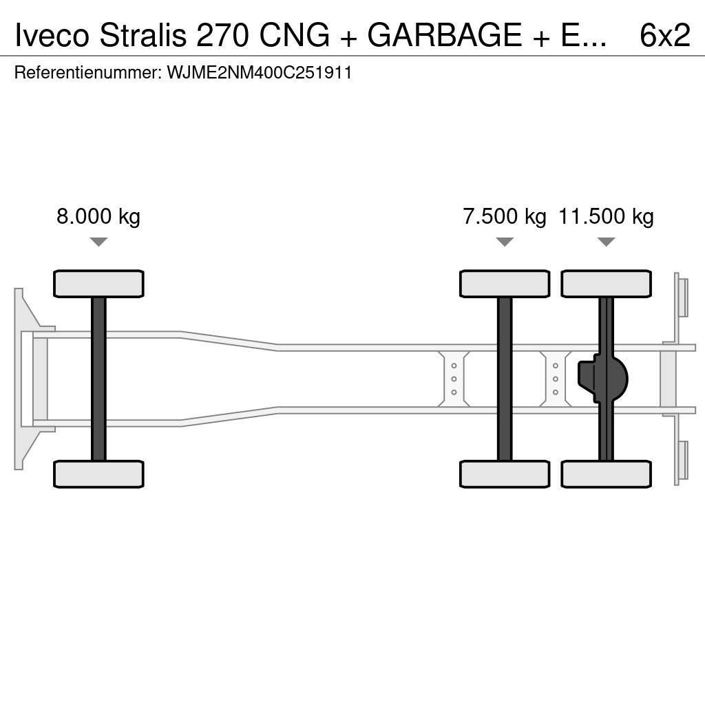 Iveco Stralis 270 CNG + GARBAGE + EURO 5 + 6X2 + RETARDE Renovasjonsbil