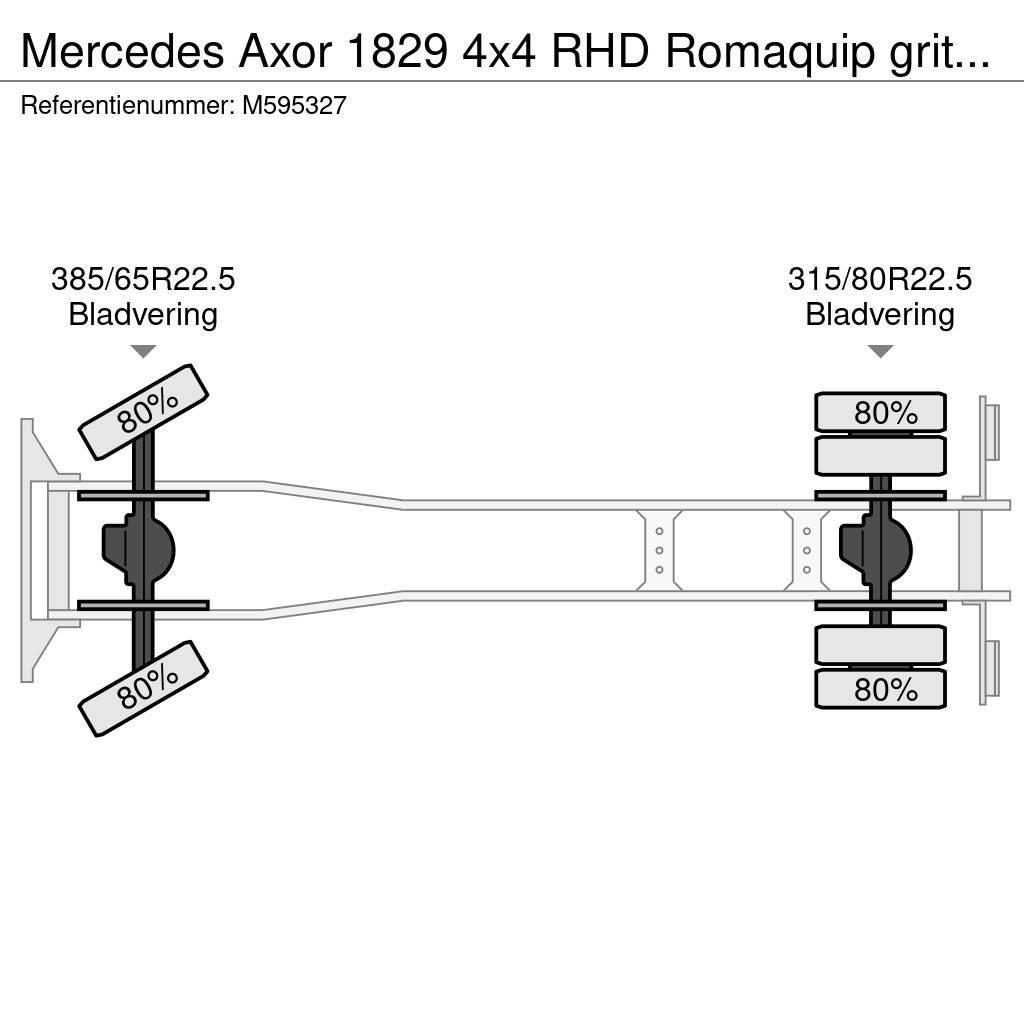 Mercedes-Benz Axor 1829 4x4 RHD Romaquip gritter / salt spreader Slamsugere