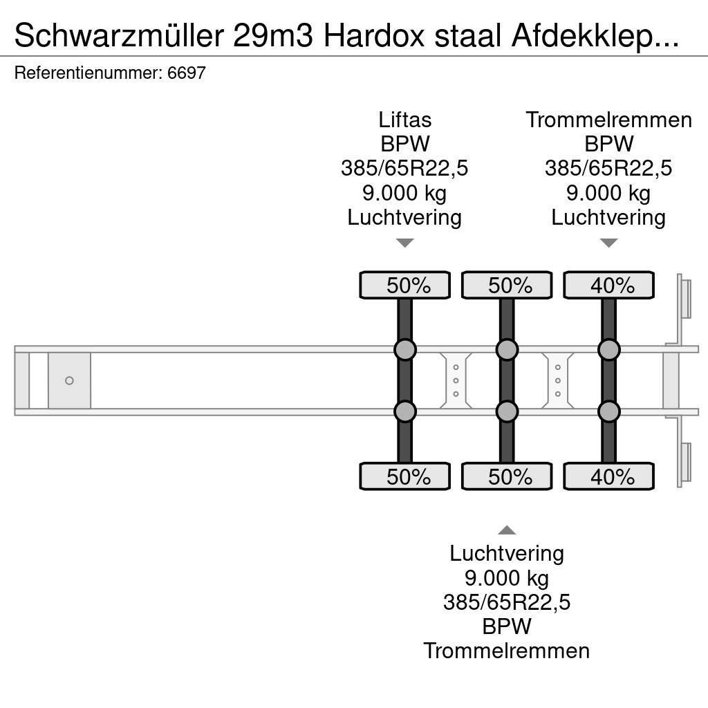 Schwarzmüller 29m3 Hardox staal Afdekkleppen Liftas Tippsemi