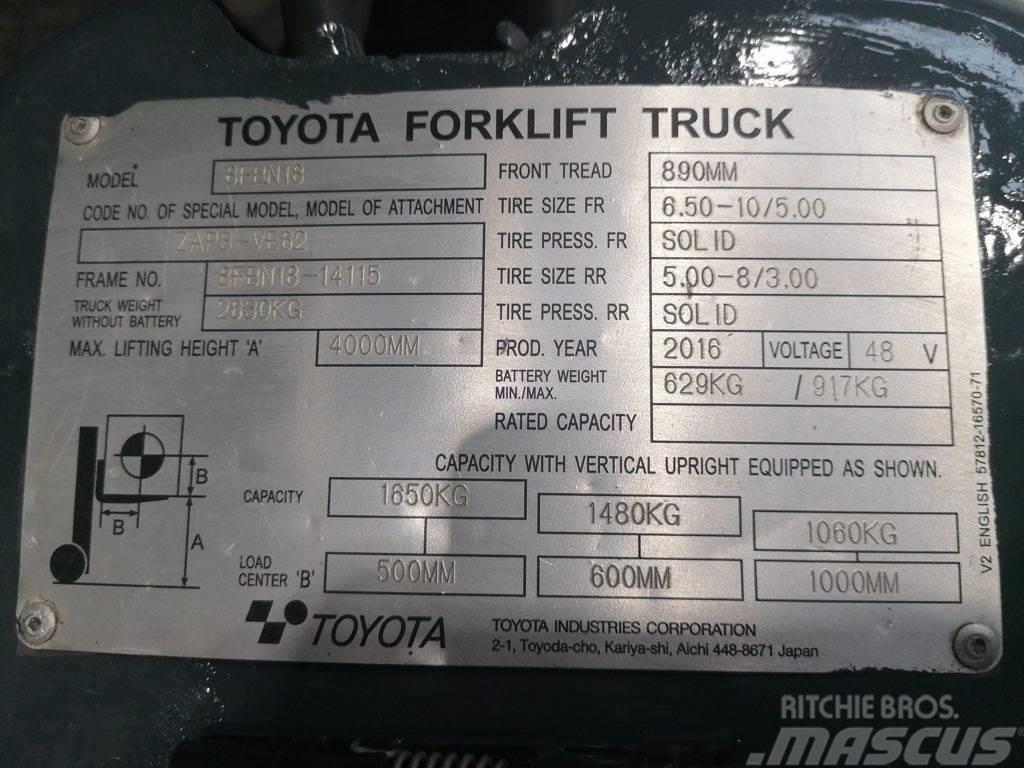 Toyota 8FBN18 Elektriske trucker