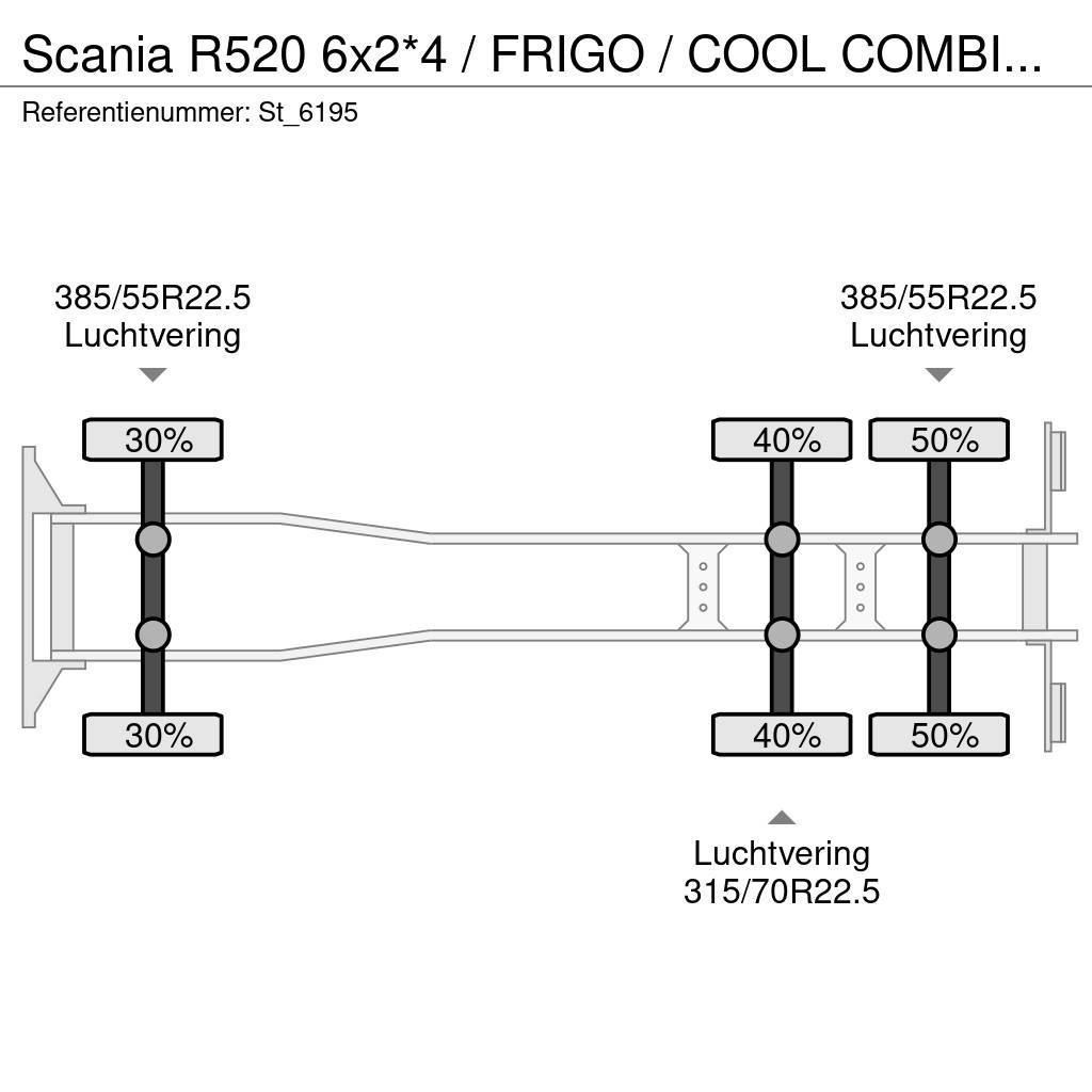 Scania R520 6x2*4 / FRIGO / COOL COMBINATION / CARRIER Skapbiler Frys/kjøl/varme