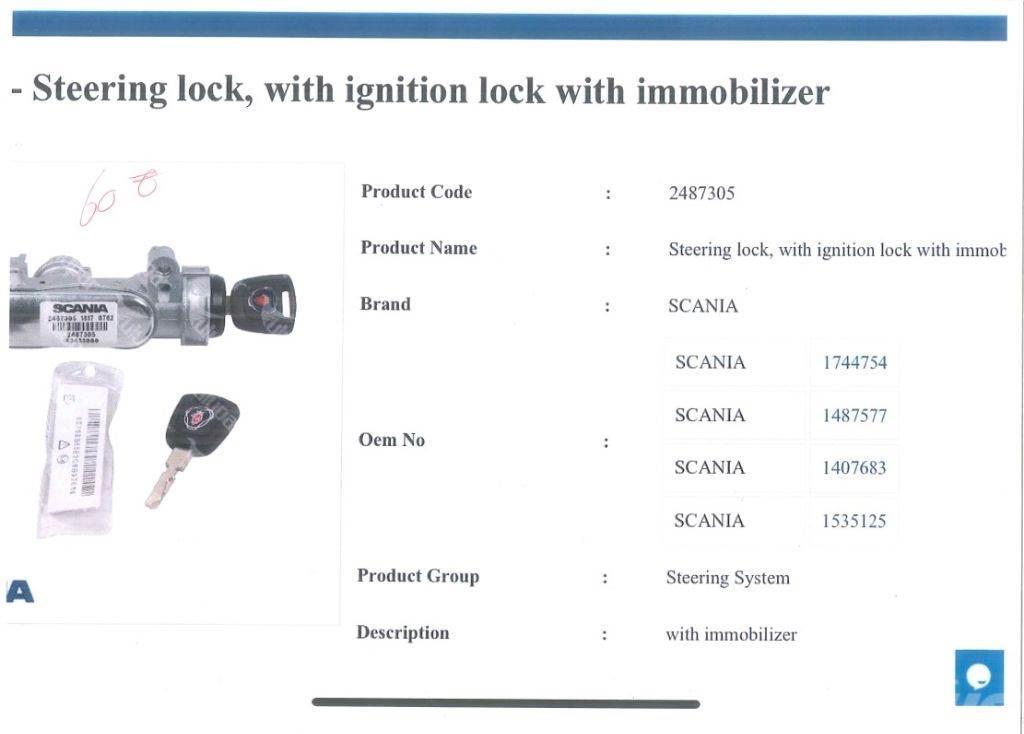 Scania Steering Lock, With ignition lock immobilizer Andre komponenter