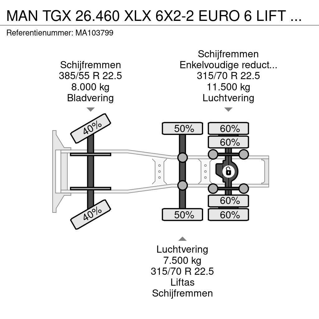 MAN TGX 26.460 XLX 6X2-2 EURO 6 LIFT AXLE Trekkvogner