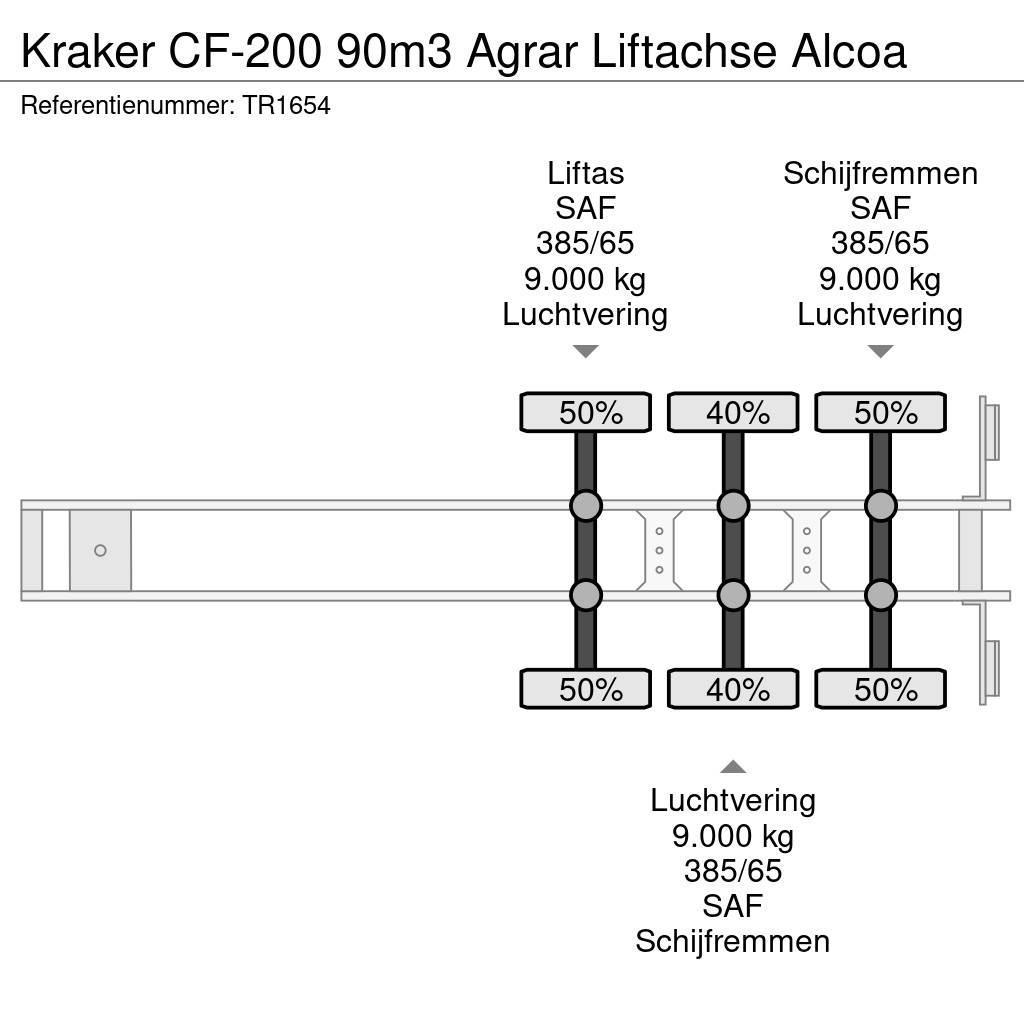 Kraker CF-200 90m3 Agrar Liftachse Alcoa Walking floor - semi