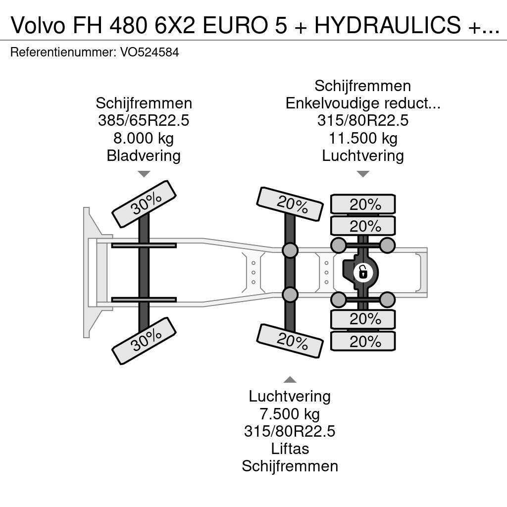 Volvo FH 480 6X2 EURO 5 + HYDRAULICS + STEERING AXLE Trekkvogner