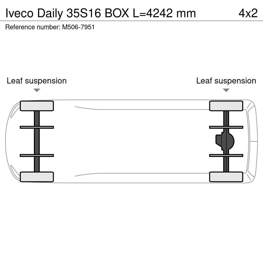 Iveco Daily 35S16 BOX L=4242 mm Andre varebiler