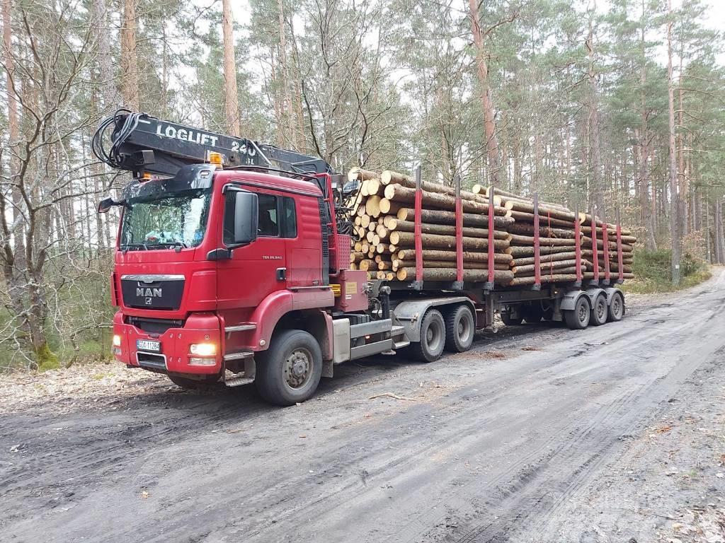 MAN TGS 26.540 6X6 z dźwigiem do przewozu drewna Tømmerbiler