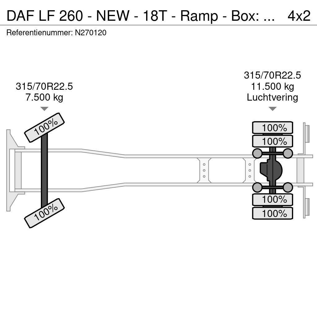 DAF LF 260 - NEW - 18T - Ramp - Box: 7.50 - 2.50 - Too Biltransportere
