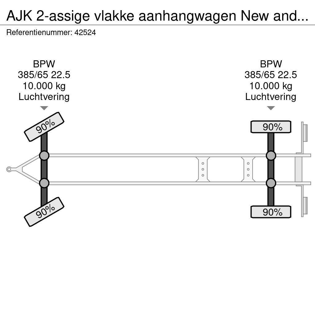 AJK 2-assige vlakke aanhangwagen New and Unused! Planhengere