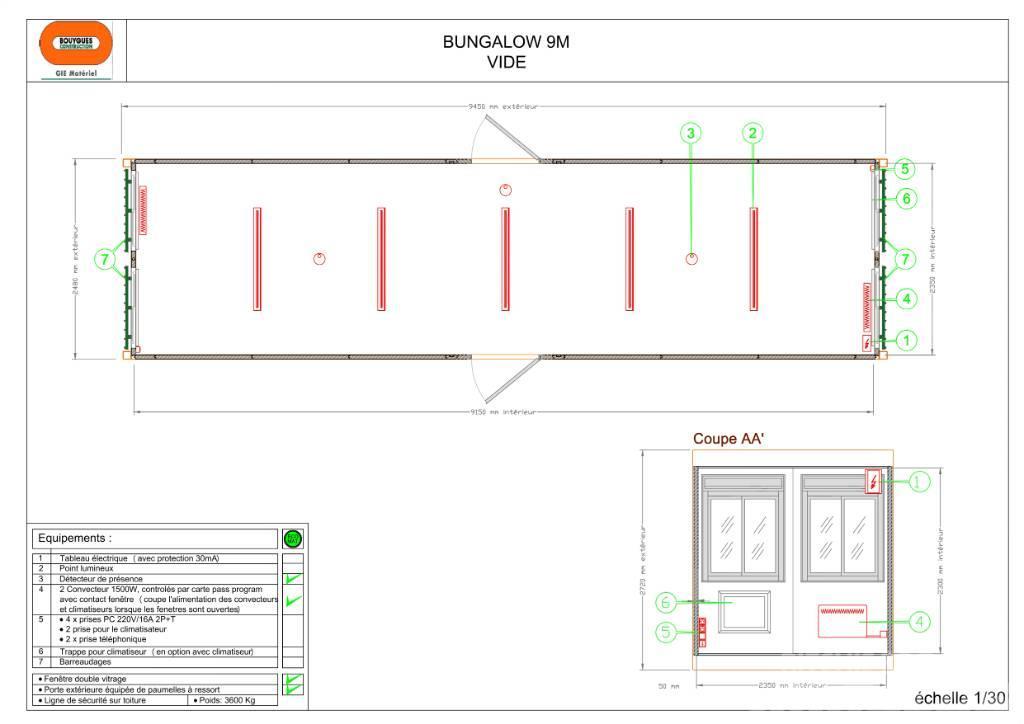  Bungalow 9 m Bureau vide Anleggsbrakker