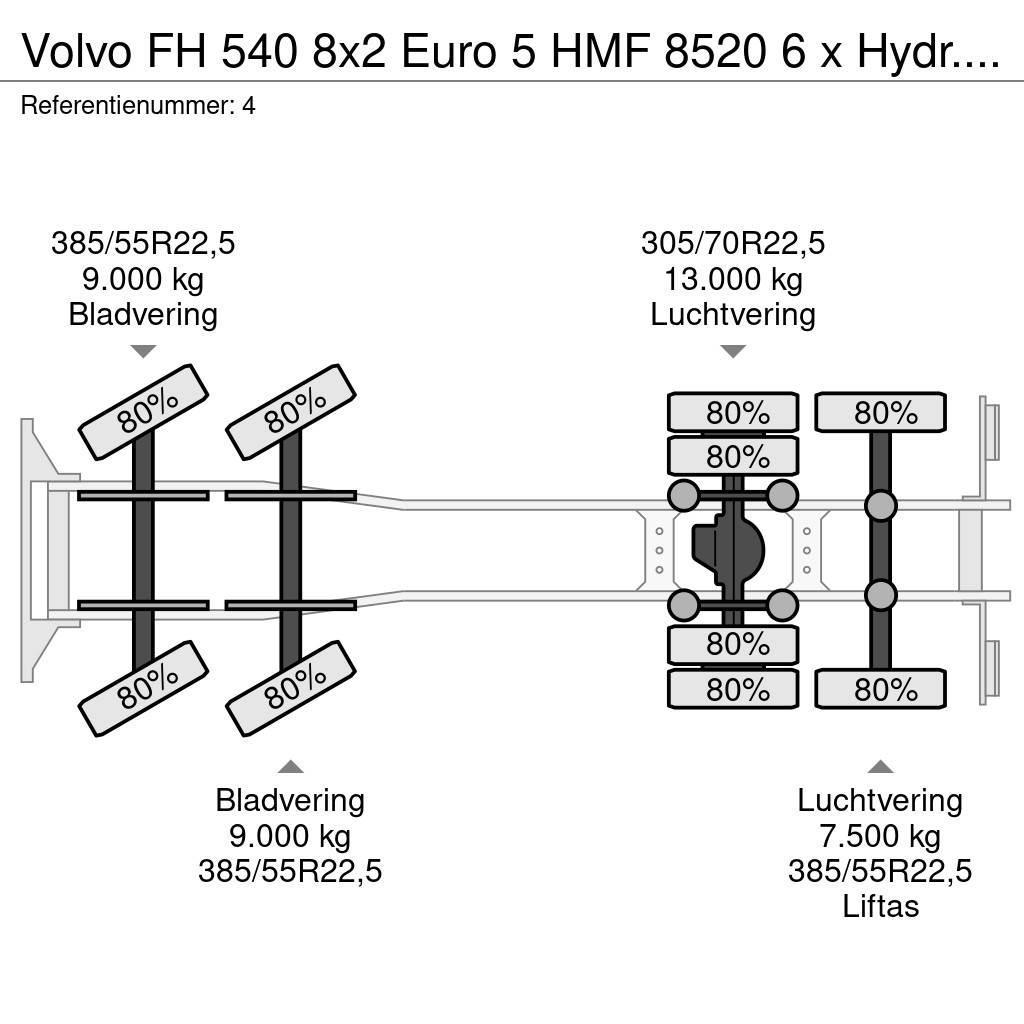 Volvo FH 540 8x2 Euro 5 HMF 8520 6 x Hydr. Jip 6 x Hydr. Allterreng kraner
