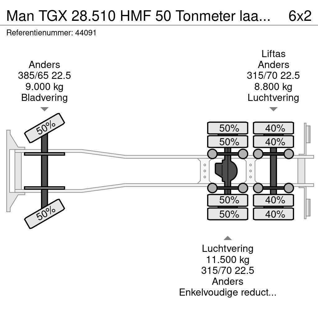 MAN TGX 28.510 HMF 50 Tonmeter laadkraan + Fly-Jib Bilmontert lift