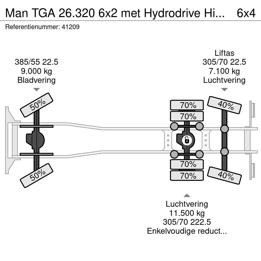 MAN TGA 26.320 6x2 met Hydrodrive Hiab 12 Tonmeter laa Krokbil