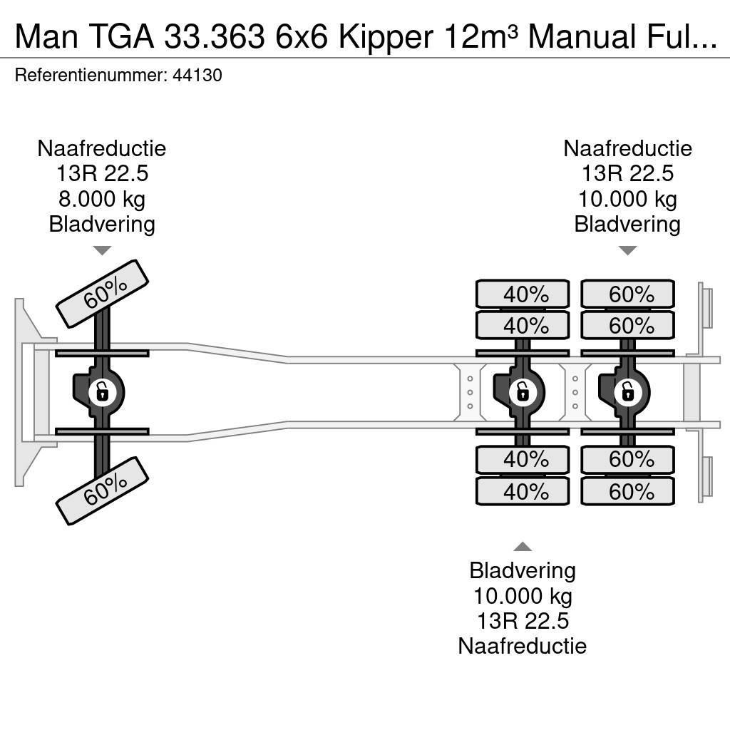 MAN TGA 33.363 6x6 Kipper 12m³ Manual Full steel Tippbil