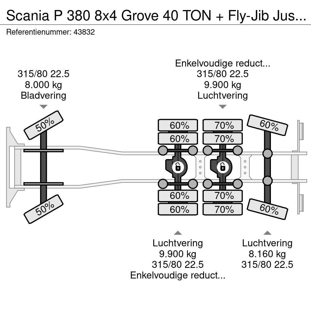 Scania P 380 8x4 Grove 40 TON + Fly-Jib Just 31.682 km! Allterreng kraner