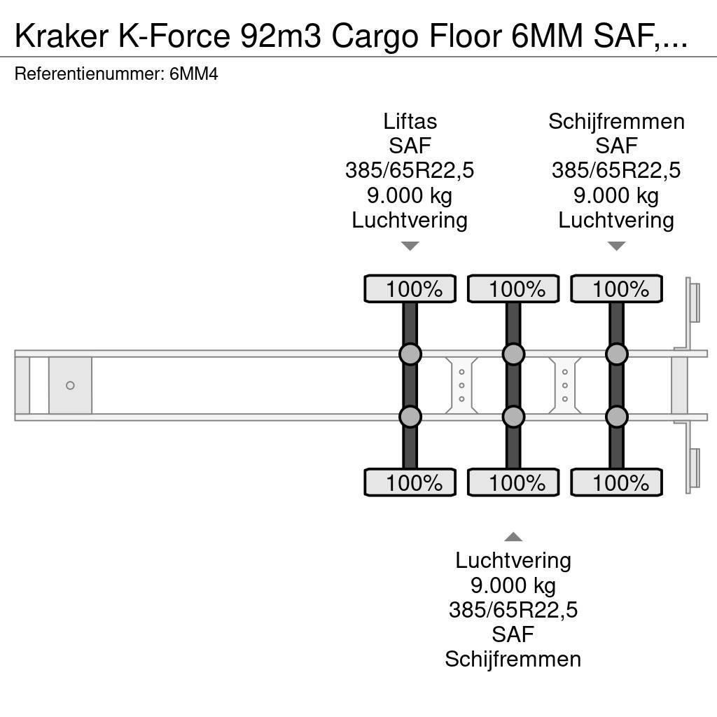 Kraker K-Force 92m3 Cargo Floor 6MM SAF, Liftachse, Remot Walking floor - semi