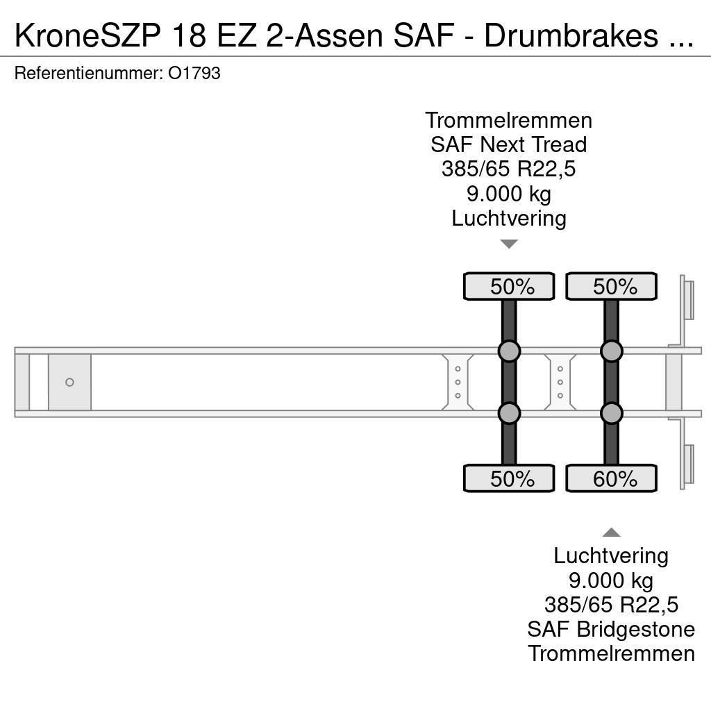 Krone SZP 18 EZ 2-Assen SAF - Drumbrakes - 20FT connecti Containerchassis Semitrailere