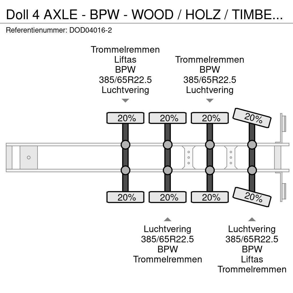 Doll 4 AXLE - BPW - WOOD / HOLZ / TIMBER TRANSPORTER Tømmerhengere semi