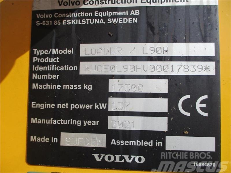 Volvo L 90 H Årg 9.2021, CDC, BSS, DK-Maskine med fuld V Hjullastere