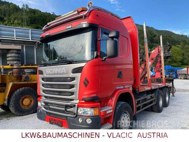 Scania G490 Holztransporter mit Kran Tømmerbiler