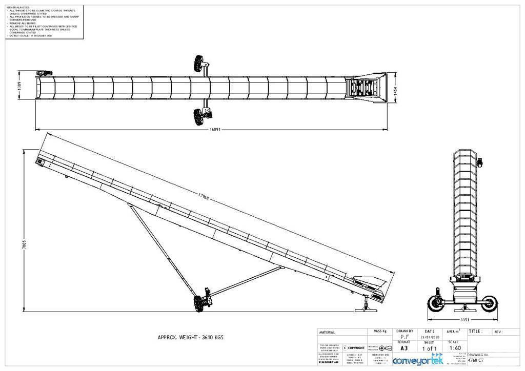  Conveyortek 60ft x 900mm Stockpiling Conveyor Transportbånd